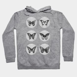 Vintage BUTTERFLIES mega sticker pack monochrome edition Hoodie